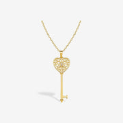 14k Solid Gold Filigree Heart Key Charm with Natural Diamond - EVELYN GOLD JEWELS