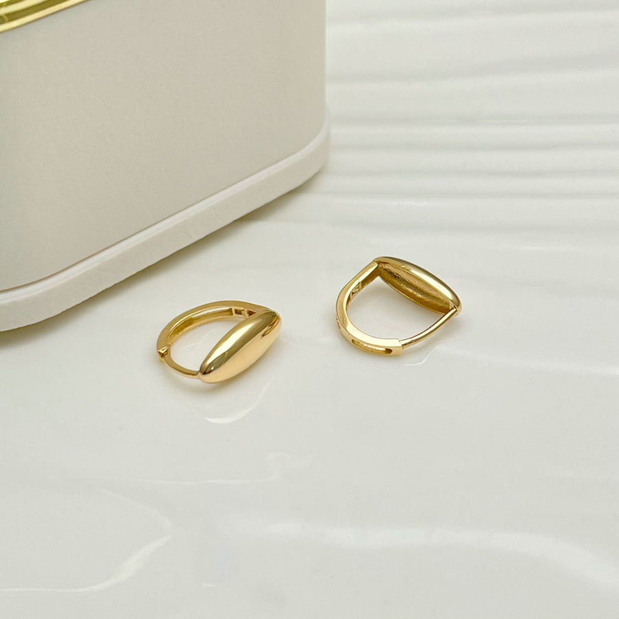 14k Solid Gold Navette Hoop Earrings