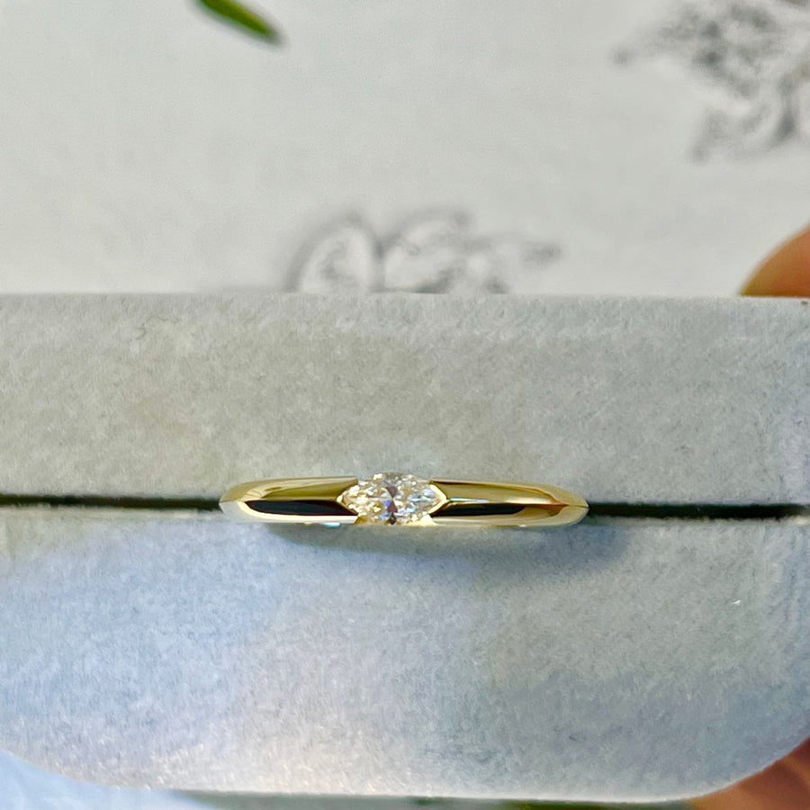 14k Solid Gold Marquise Moissanite Ring