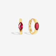 18k Natural Marquise Ruby Huggie Earrings