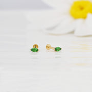Marquise Tsavorite Flat-Back Stud