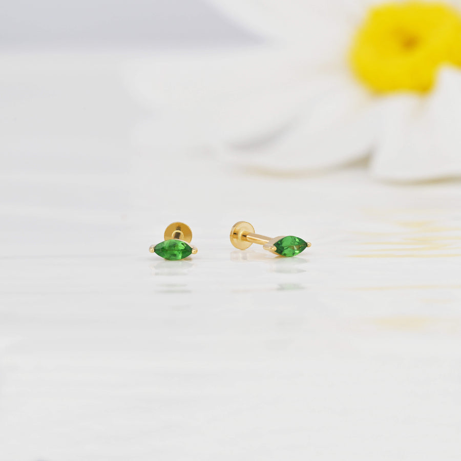 Marquise Tsavorite Flat-Back Stud