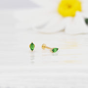 Marquise Tsavorite Flat-Back Stud