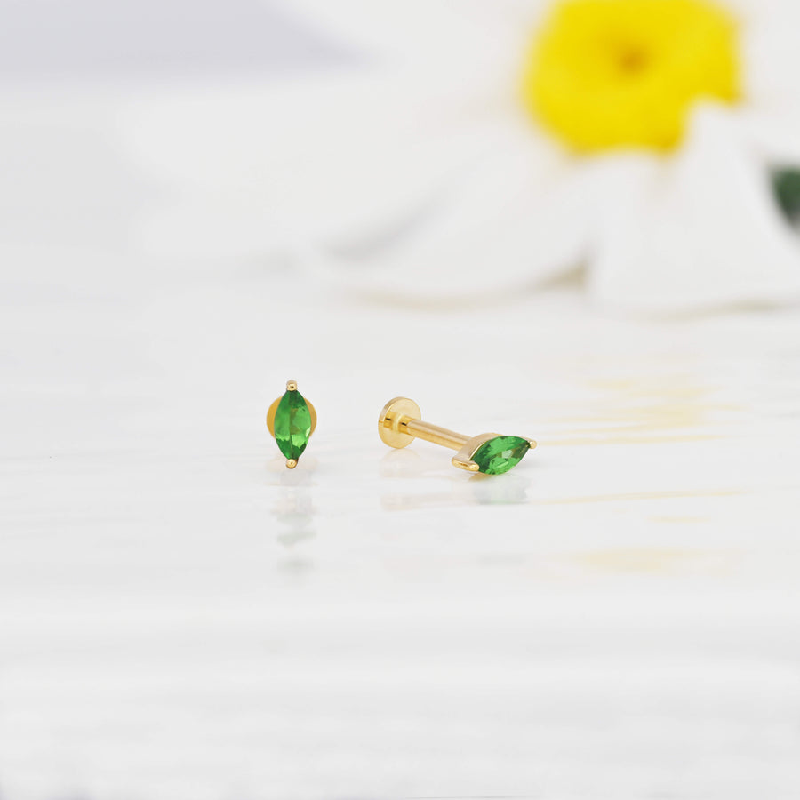 Marquise Tsavorite Flat-Back Stud