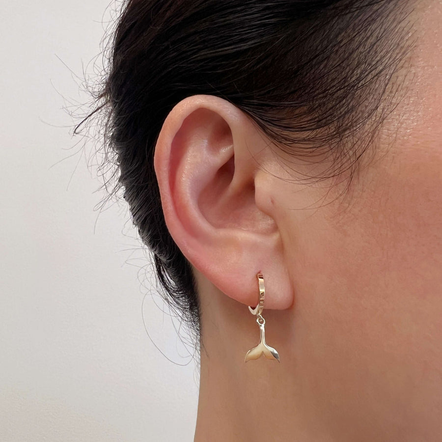 14k Solid Gold Mermaid Huggie Earrings