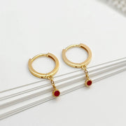 14k/18k Solid Gold Dainty Natural Ruby Drop Earrings