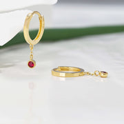 14k/18k Solid Gold Dainty Natural Ruby Drop Earrings