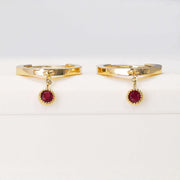 14k/18k Solid Gold Dainty Natural Ruby Drop Earrings