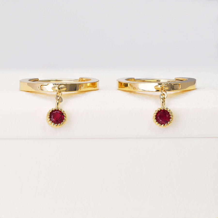 14k/18k Solid Gold Dainty Natural Ruby Drop Earrings
