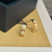 14k Solid Gold Moissanite Clover Hoop Earrings