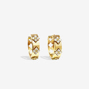 14k Solid Gold Moissanite Clover Hoop Earrings