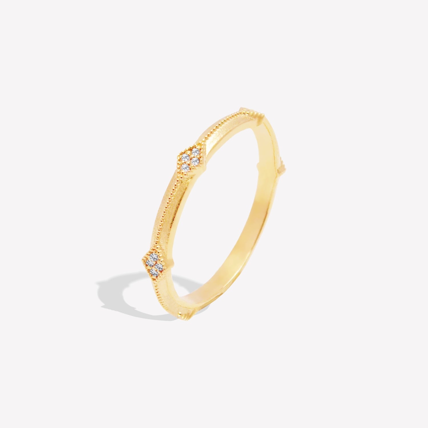 Solstice Diamond Line 14k Gold Solstice Rhombus Diamond Ring | Matte Gold Geometric Band ...
