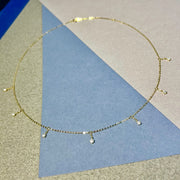 14k Moissanite Diamond Station Necklace