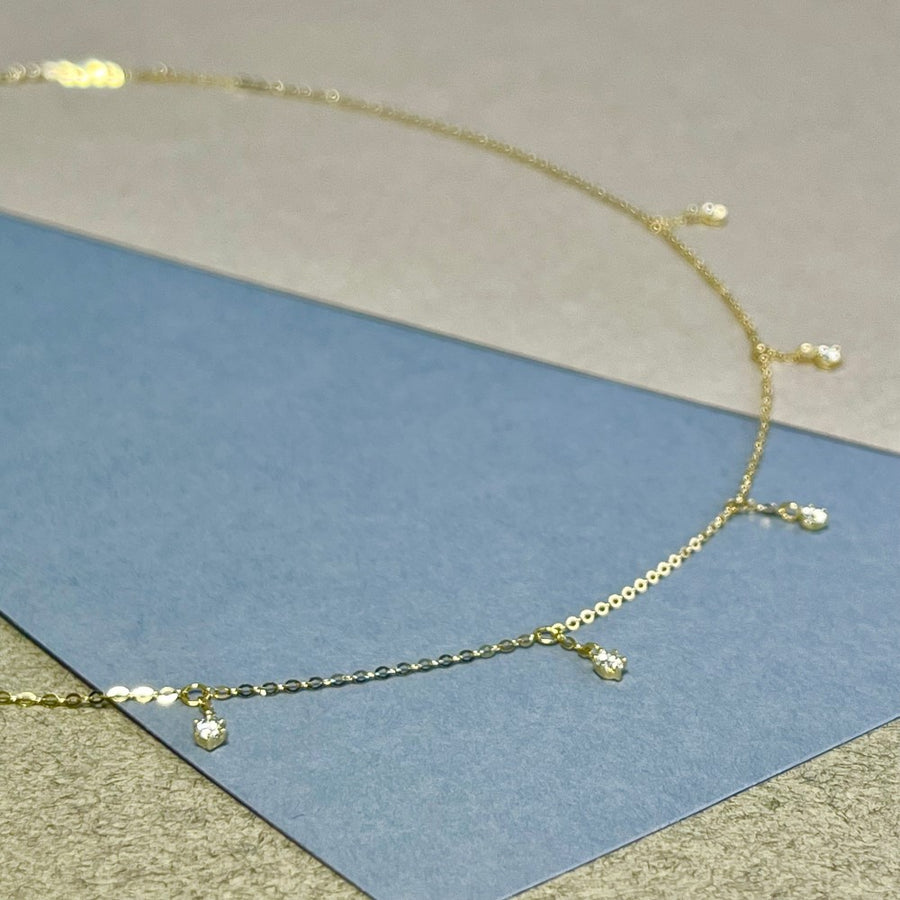 14k Moissanite Diamond Station Necklace