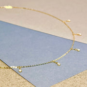 14k Solid Gold Moissanite Diamond Station Necklace