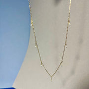 14k Moissanite Diamond Station Necklace