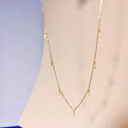 14k Solid Gold Moissanite Diamond Station Necklace