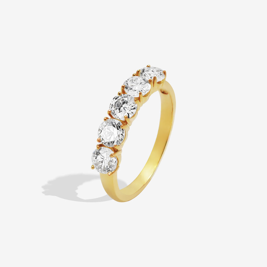 14k Solid Gold Five Stone Moissanite Ring