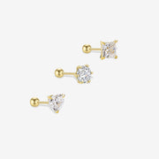 14k Moissanite Round/Princess/Heart Stud Earrings