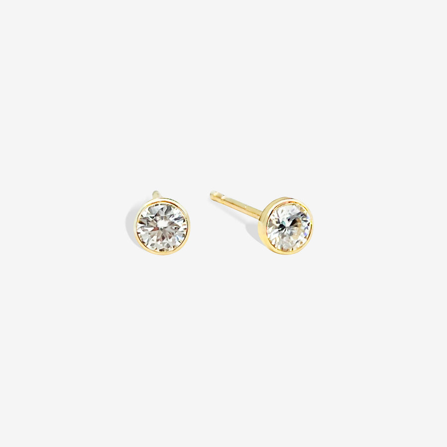 14k Bezel Moissanite Stud Earrings