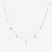 14k Solid Gold Multi Charm Necklace