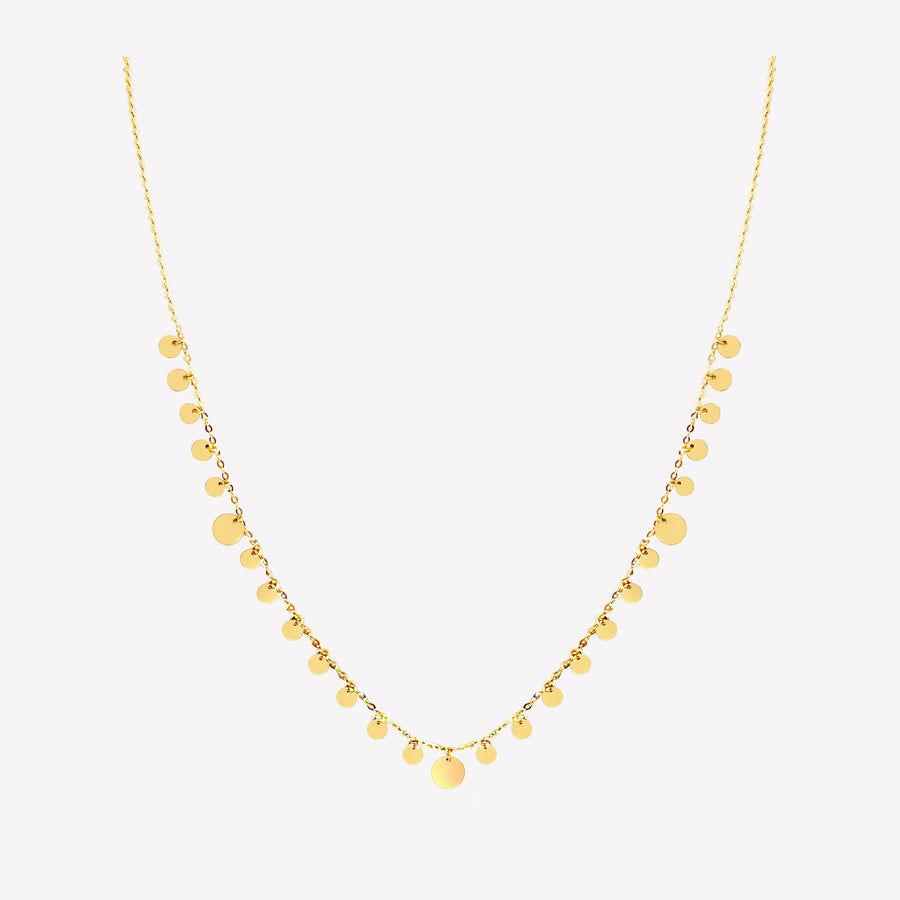 18k Solid Gold Multi Disc Choker Necklace