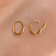 14k/18k Solid Gold Minimalist Oval Hoop Earrings