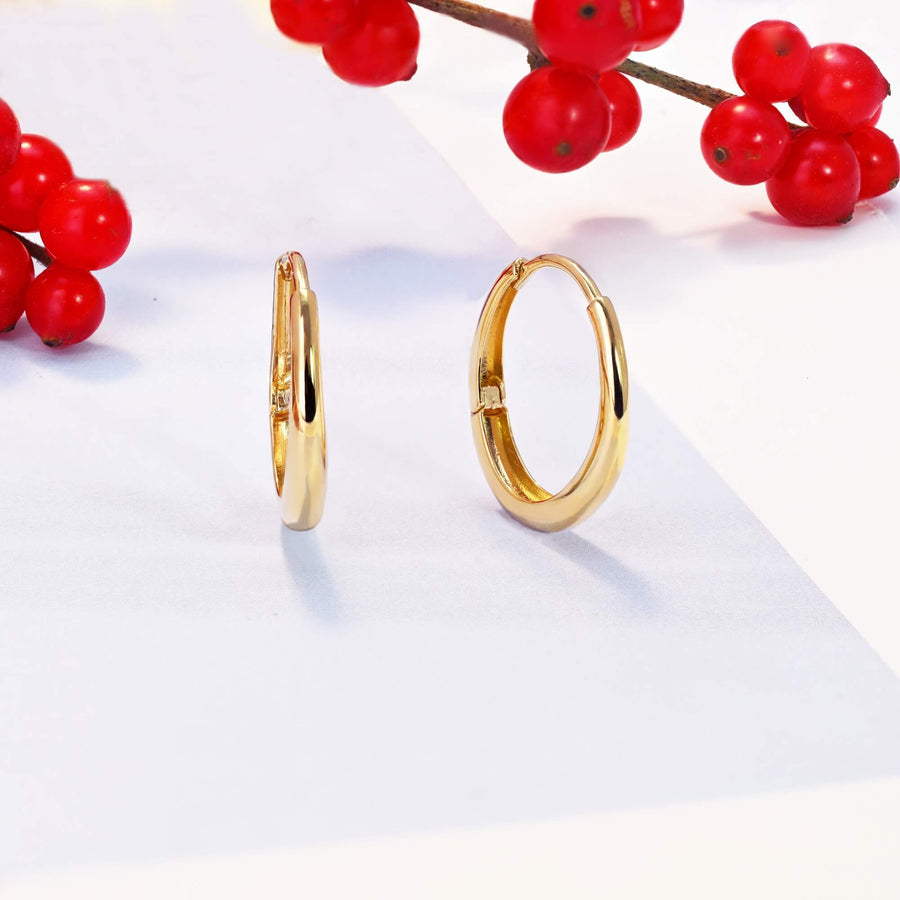 14k/18k Solid Gold Minimalist Oval Hoop Earrings