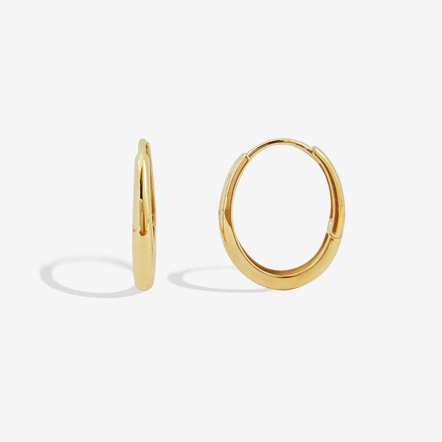 14k/18k Solid Gold Minimalist Oval Hoop Earrings Evelyn Gold Jewels
