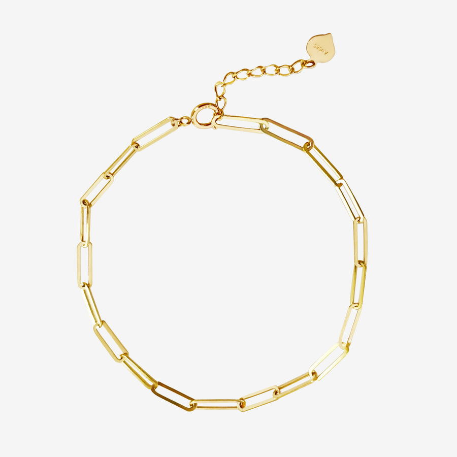 14k Solid Gold Paperclip Chain Bracelet