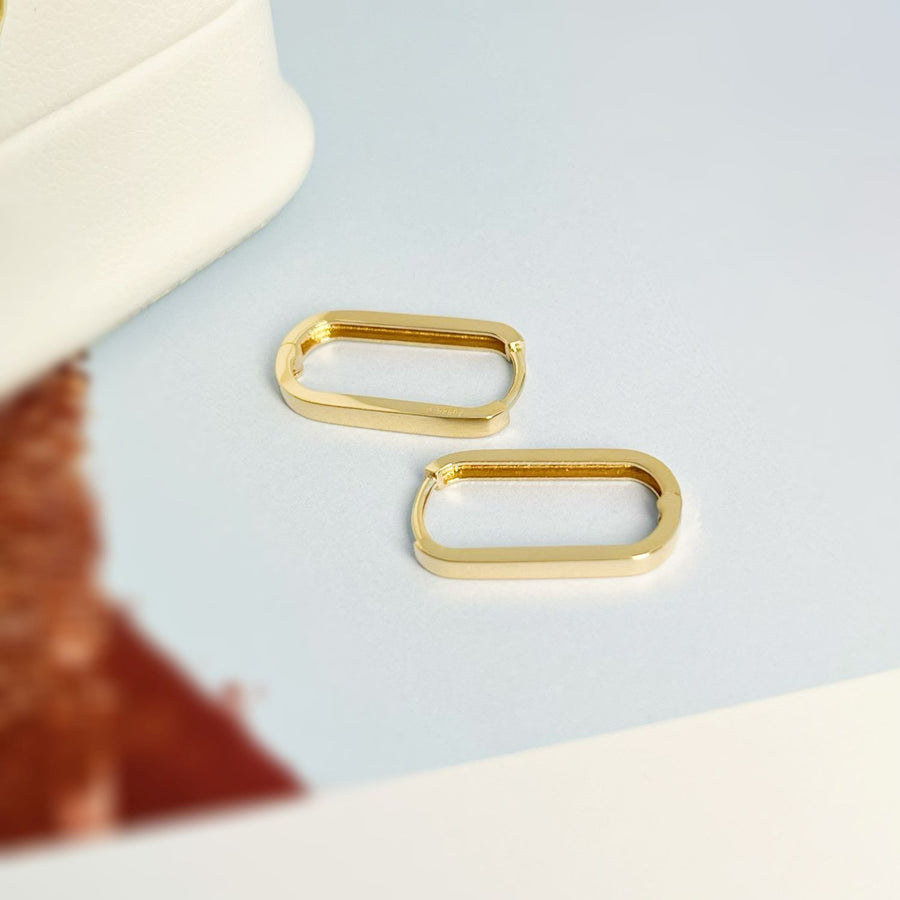 14k Solid Gold Paperclip Hoop Earrings