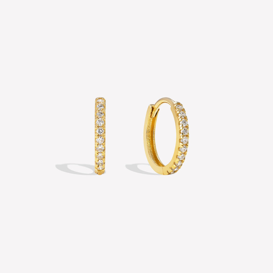 14k Solid Gold Pavé Lab Diamond Huggie Earrings