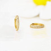 14k Solid Gold Pavé Lab Diamond Huggie Earrings