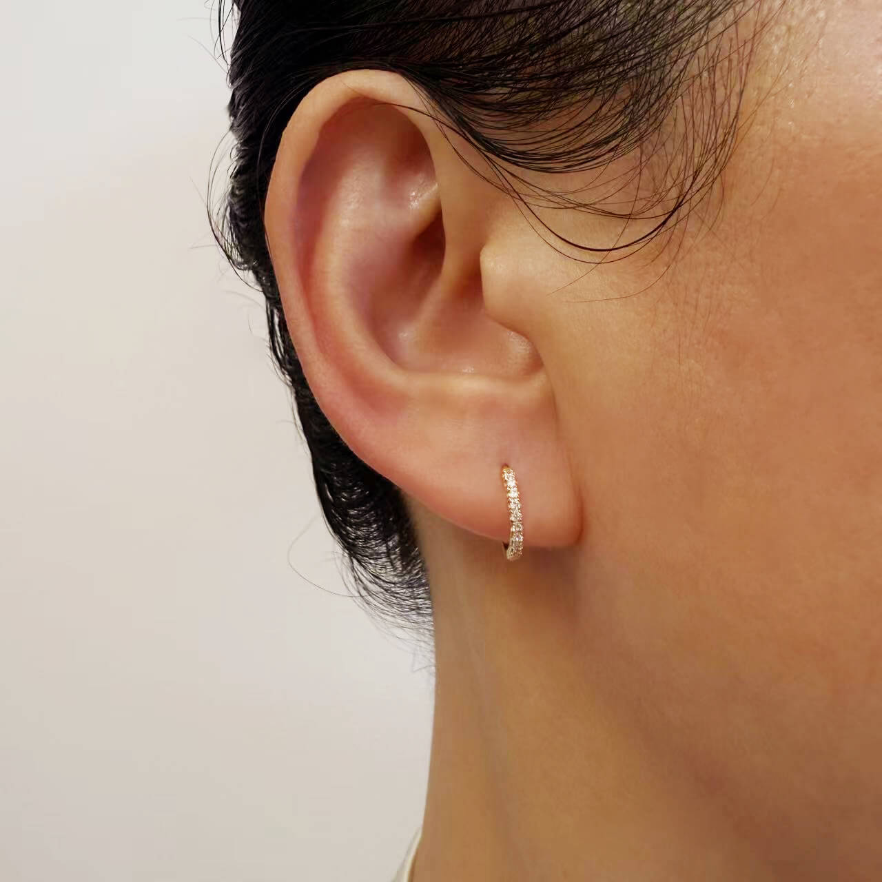 14k Solid Gold Pavé Lab Diamond Huggie Earrings
