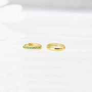 14k Solid Gold Pavé Lab-Grown Emerald Huggie Earrings