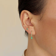 14k Solid Gold Pavé Teardrop Earrings with Lab-Grown Emeralds