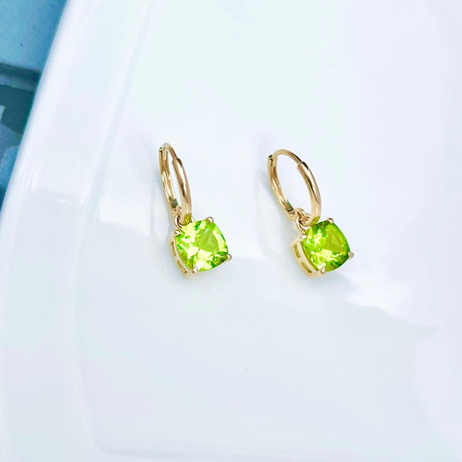 14k Solid Gold 1.6ct Natural Peridot Drop Earrings