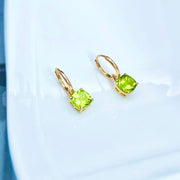 14k Solid Gold 1.6ct Natural Peridot Drop Earrings