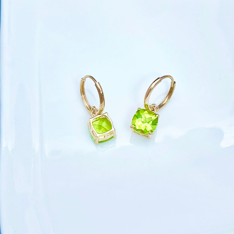14k Solid Gold 1.6ct Natural Peridot Drop Earrings