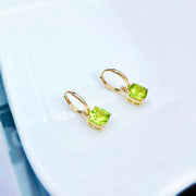 14k Solid Gold 1.6ct Natural Peridot Drop Earrings