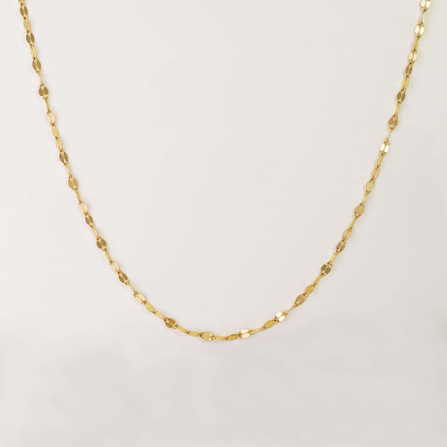 14k Solid Gold Petal Chain Necklace