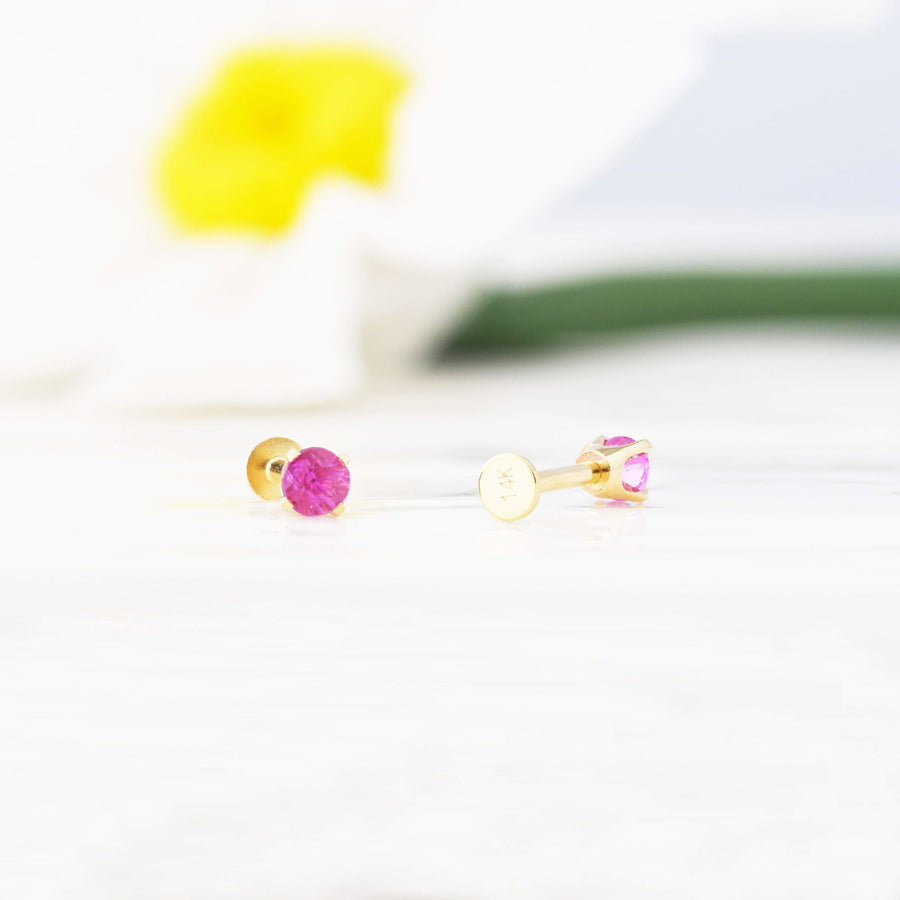 Aurore Pink Sapphire Flat-Back Stud
