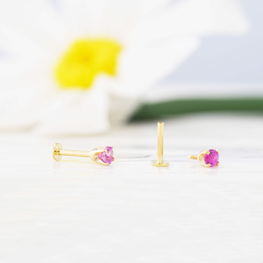 Aurore Pink Sapphire Flat-Back Stud