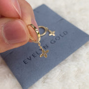 14k Solid Gold Mini Dangle Clover Charm Earrings