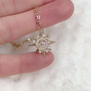 14k Solid Gold Dancing Moissanite North Star Pendant