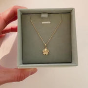 14k Solid Gold Sunray Flower Charm Necklace