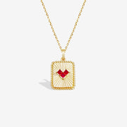 14k Solid Gold Ruby Red Heart Beamed Pendant