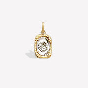 14k Solid Gold Engraved Rose Pendant