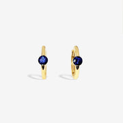 18k Royal Blue Sapphire Huggie Hoop Earrings