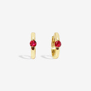 18k Natural Pigeon Blood Ruby Huggie Hoop Earrings